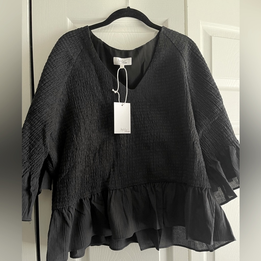 Amaryllis Smocked Black Top